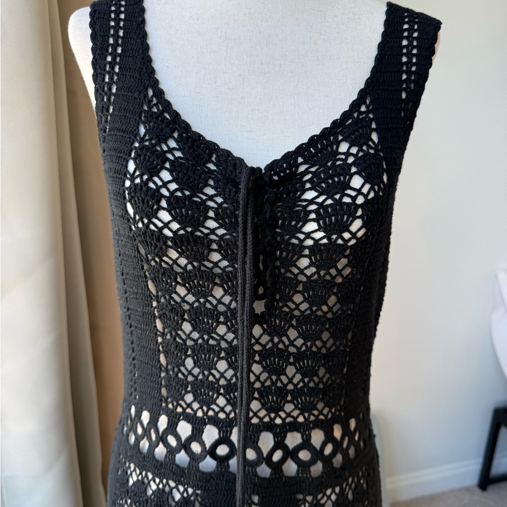 Calypso St. Barth Black Crochet Dress Sleeveless Scoop Neck - Picture 3 of 10